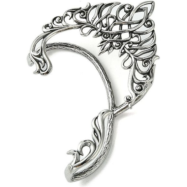 Manschettenohrringe Aus Chirurgischem Edelstahl 316, Feenohren, Links, Antik Silber Farbe, 65X50 Mm-image