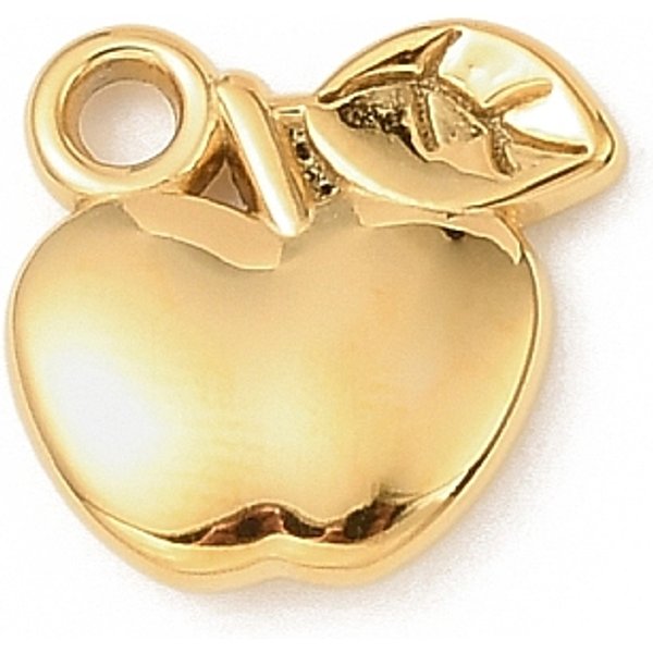 304 Stainless Steel Pendants, Nickel Free, Real 18K Gold Plated, Ion Plating(Ip), Apple, 15X15X4Mm, Hole: 2Mm-image