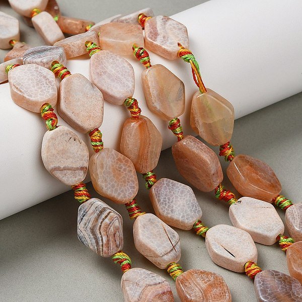 Natural Fire Crackle Agate Beads Strands, Dyed & Heated, Hexagon, 18.5-20.5x14-15x4.5-6.5mm, Hole: 1.6mm, about 16pcs/strand, 16.34-15.75''(40-41.5cm)