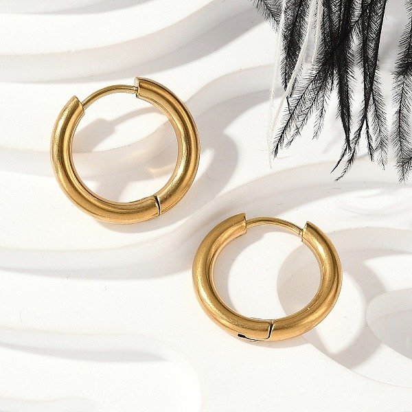 202 Stainless Steel Huggie Hoop Earrings, Hypoallergenic Earrings, With 316 Surgical Stainless Steel Pin, Ion Plating(Ip), Golden, 16X2.5Mm-image