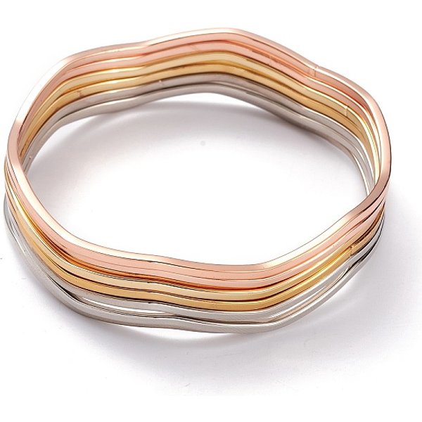 7 Braccialetti Impilabili In Acciaio Inossidabile 201 Con Placcatura Sotto Vuoto In Pvd, Semplici E Alla Moda, Da Donna, Colore Misto, Diametro Interno: 2-5/8 Pollice (6.7 Cm)-image