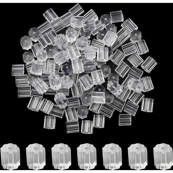 Poussoirs D'oreilles En Plastique, Dos D'oreille, Clair, 3X3X3Mm, Trou: 0.5Mm-image