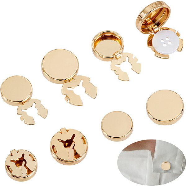 8 StüCk ManschettenknöPfe Aus Legierung In 2 Stilen, Flachrund, Golden, 17.5-26X17.5-25X5 Mm, 4Pcs / Style-image