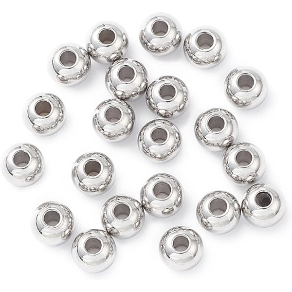 Perline distanziatrici in acciaio inossidabile 304 anti-ossidazione, tondo, colore acciaio inossidabile, 5x4mm, Foro: 2.5 mm