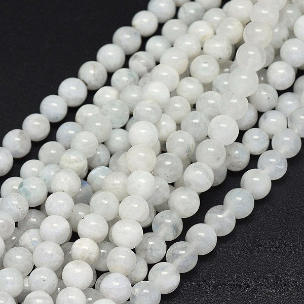 Natural Rainbow Moonstone Beads Strands, Round, 6Mm, Hole: 0.8Mm, About 63Pcs/Strand, 15.5 Inch(39.5)-image