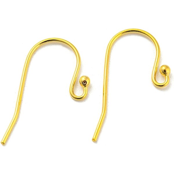 925 Sterling Silver Earring Hooks, Shepherd's Hook Ear Wire, Real 18K Gold Plated, 16.5X12-13Mm, Hole: 2Mm, Pin: 0.6Mm-image