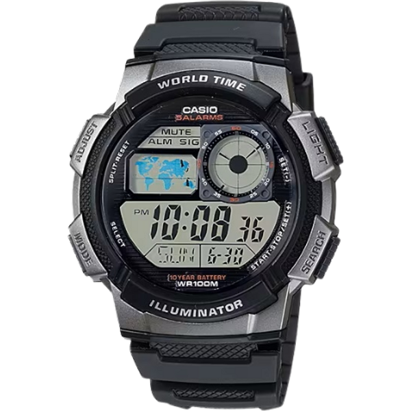 Casio AE-1000W-1B World Time Miesten Digitaalikello - Musta