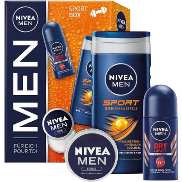Nivea Men Sport Box Grooming- & Vartalonhoitolahjasetti - 3 kpl