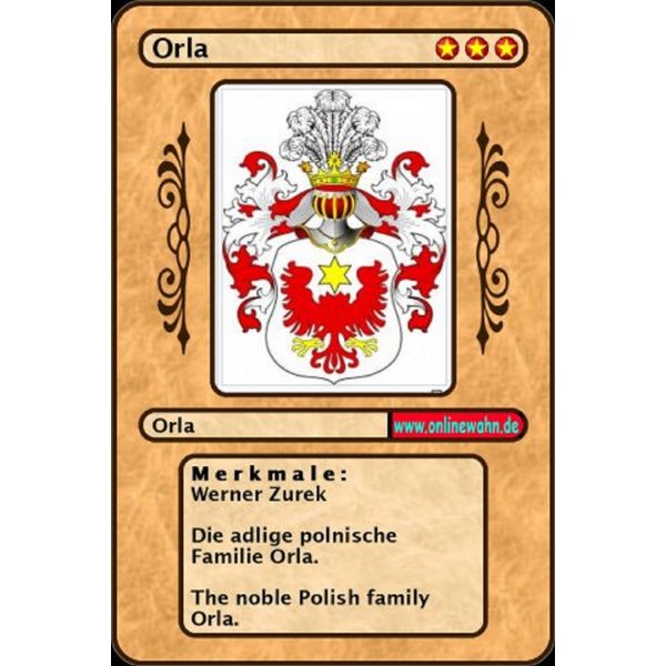 Die adlige polnische Familie Orla. The noble Polish family Orla.