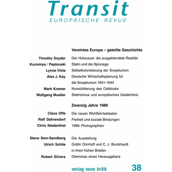Transit 38. Europäische Revue