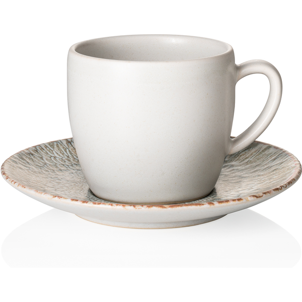Rockzzero Coupe Iris Stoneware Cup and Saucer Set 220 ml Pack of 6