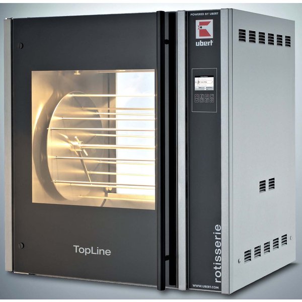 Ubert Topline RT403S-CC Pass thru "Hot air" electric rotisserie - 3 spits, Programmable Controls