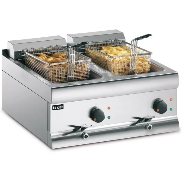 Lincat Silverlink 600 Electric Counter-top Twin Tank Fryer - 2 Baskets - W 600 mm - 2 x 6.0 kW