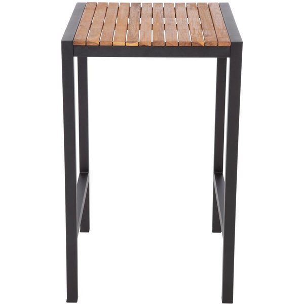 Bolero Square Steel and Acacia Bar Table 600mm