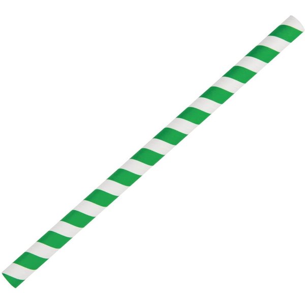 Fiesta Compostable Paper Smoothie Straws Green Stripes (Pack of 250)