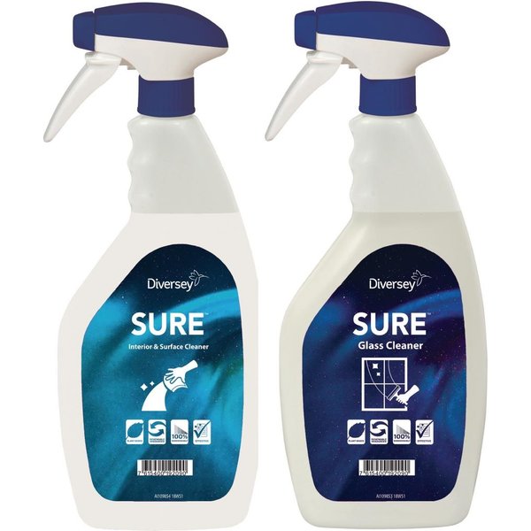 SURE Glass Cleaner / Interior and Surface Cleaner Refill Bottles 750ml (6 Pack)
