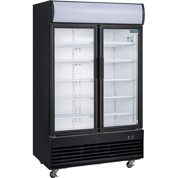 Polar G-Series Upright Hinged Door Display Cooler with Light Box 950Ltr Black
