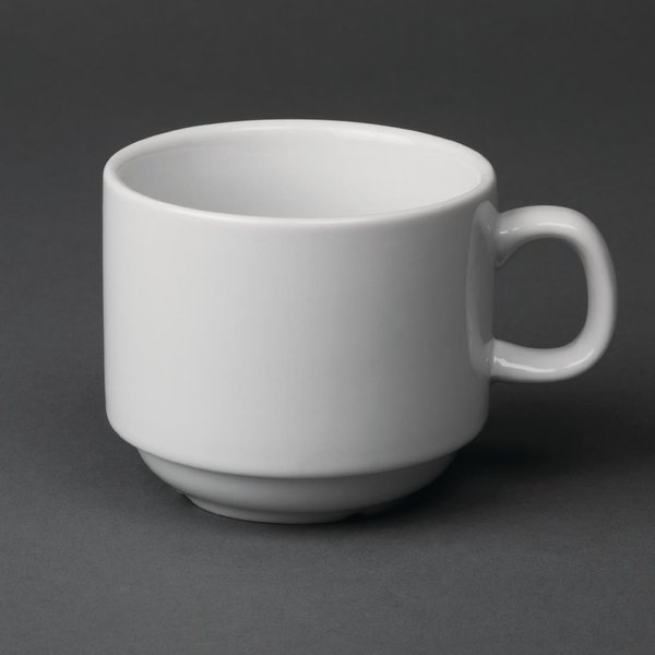 Olympia Whiteware Stacking Tea Cups 7oz 200ml (Pack of 12)