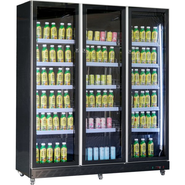 CombiSteel Refrigerator 3 Glass Doors Black