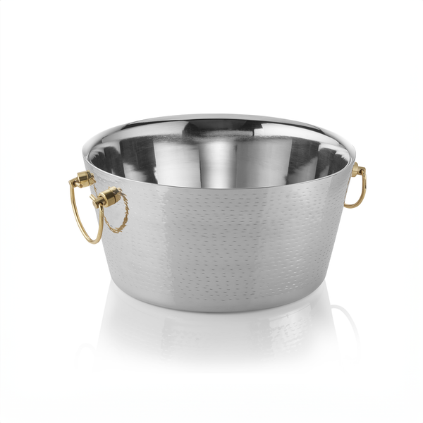 Was Germany Champagne Cooler Brass Handles Dia 34 cm Chrome Steel