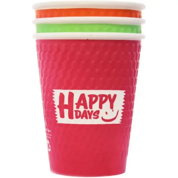 Happy Days 3 Colours 12oz D/w Pe Cup X 500