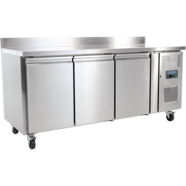 Polar U-Series Triple Door Counter Fridge with Upstand 417Ltr