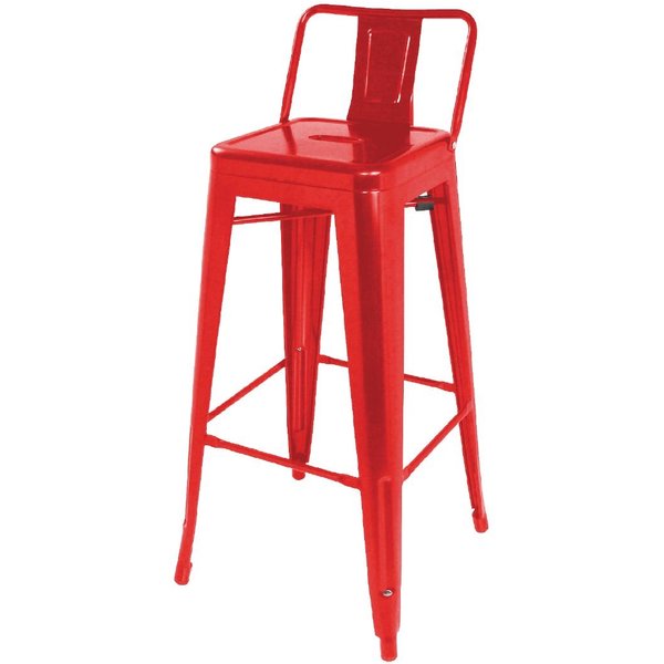 Bolero Bistro Steel High Stool With Backrest Red (Pack of 4)