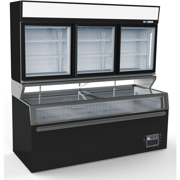 CombiSteel Wall Mounted Freezer Unit Black 3 Glass Door