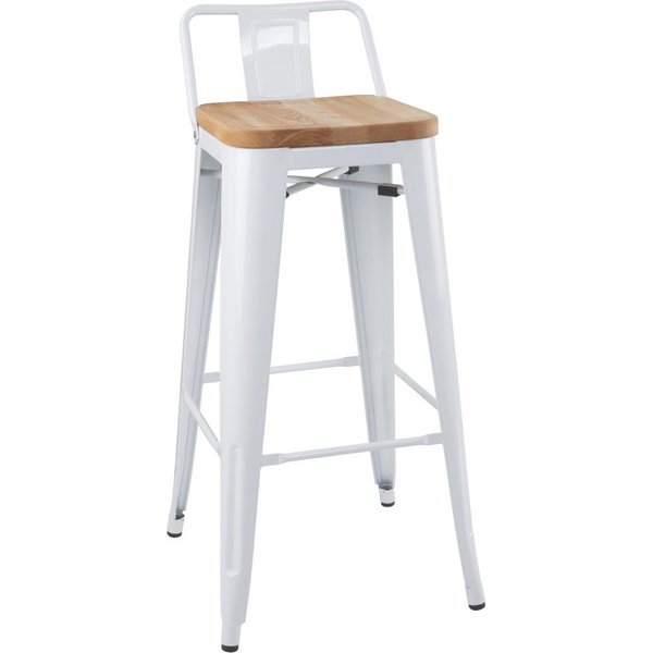 Bolero Bistro Backrest High Stools with Wooden Seat Pad White (4 pack)