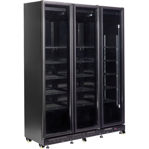 REFRIGERATOR 3 GLASS DOORS BLACK NAP-1200 *TRANSPORT ON REQUEST*