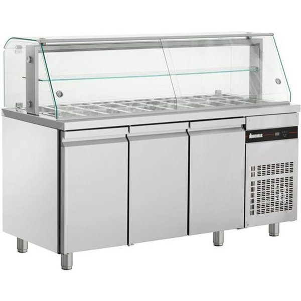 INOMAK Inomak Triple Hinged Door Saladette With Display Case ZQFP999