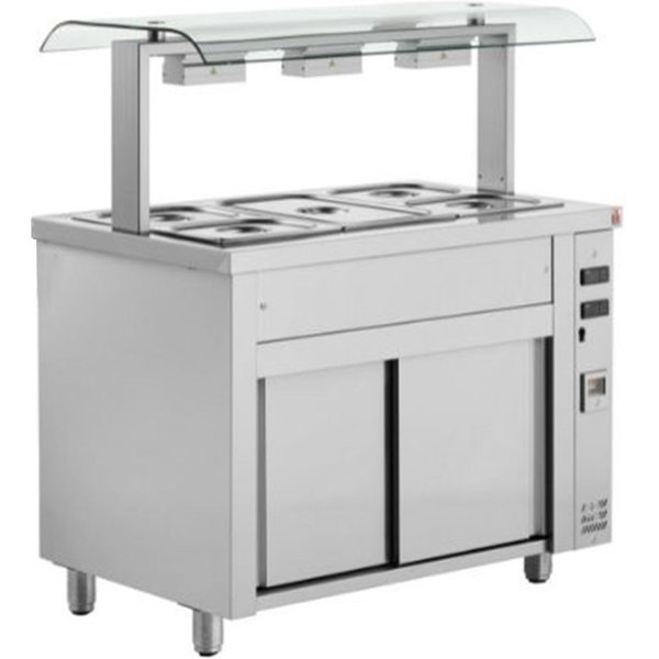 INOMAK Bain Marie With Double Sneeze Guard 3 x GN1/1 MRV711