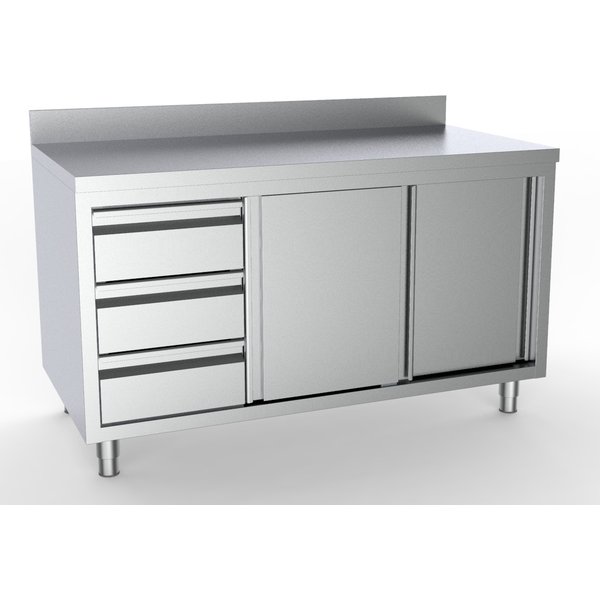 700 WORKTABLE SLIDING DOORS DRAWERS LEFT WITH UPSTAND 1400