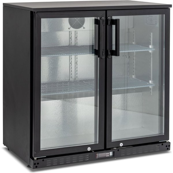 KOLDBOX Double Glass Hinged Door Bottle Cooler Black KBC2