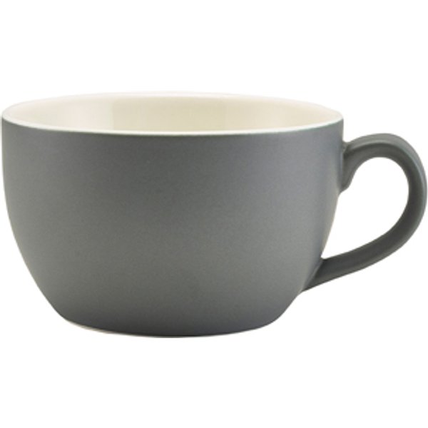 Genware Porcelain Matt Grey Bowl Shaped Cup 25cl/ 8.75oz - Pack of 6