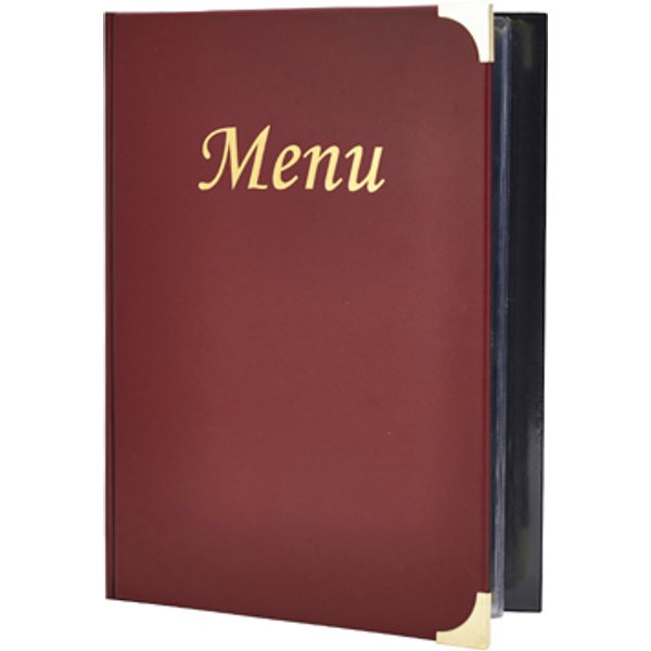 A4 Menu Holder Wine Red 8 Pages