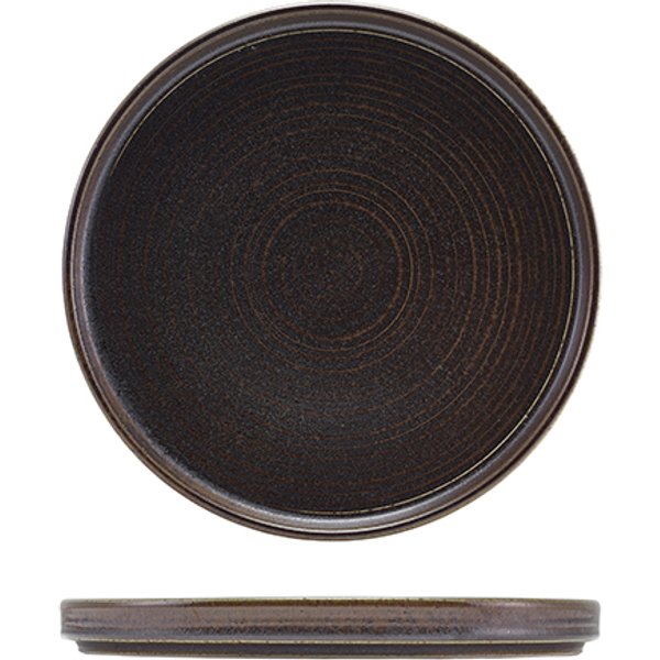 Terra Porcelain Black Low Presentation Plate 25cm - Pack of 6