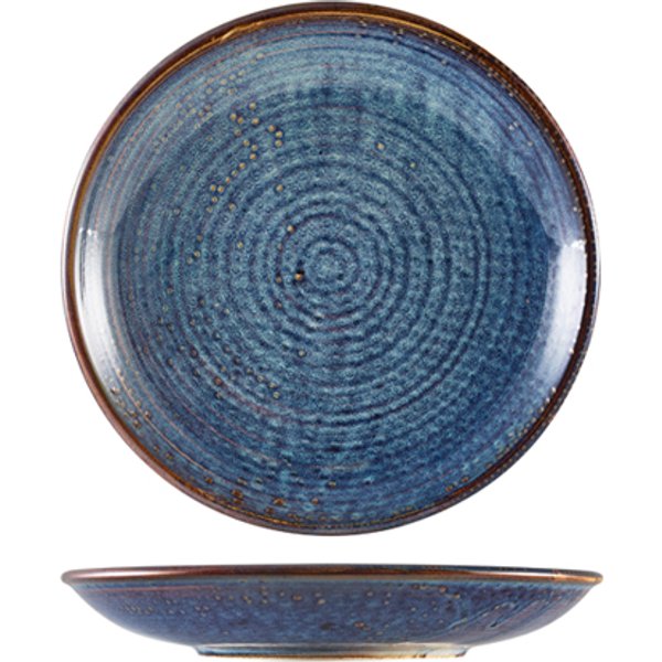 Terra Porcelain Aqua Blue Deep Coupe Plate 21cm - Pack of 6
