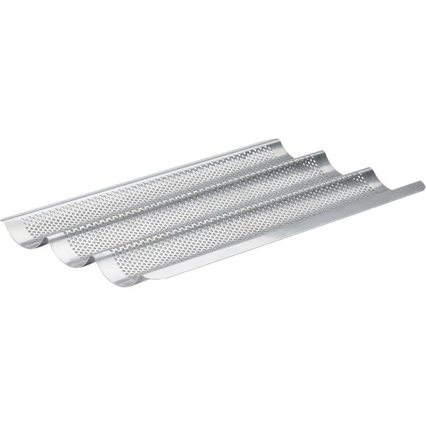 De Buyer Perforated Baguette Baking Tray Stainless Steel 245x400mm (3 Pack)