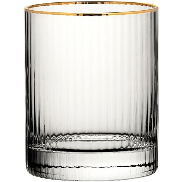 Utopia Hayworth Double Old Fashioned Gold Rim Glasses 325ml (6 Pack)