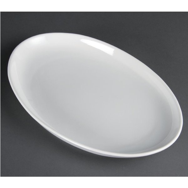 Olympia Whiteware French Deep Oval Plates 365mm (Pack of 2)