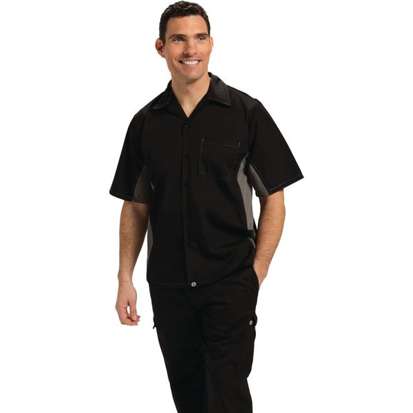 Chef Works Unisex Contrast Shirt Black & Grey XS
