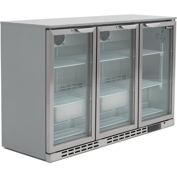 BLIZZARD Triple Hinged Glass Door Bottle Cooler Stainless Steel BAR3SS