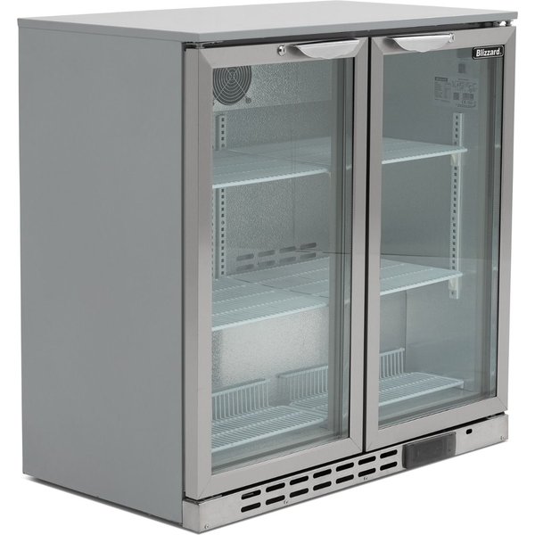 BLIZZARD Double Hinged Glass Door Bottle Cooler Stainless Steel BAR2SS