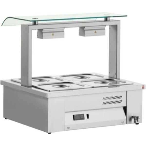 INOMAK Counter Top Bain Marie With Sneeze Guard 2x GN1/1 MEV67