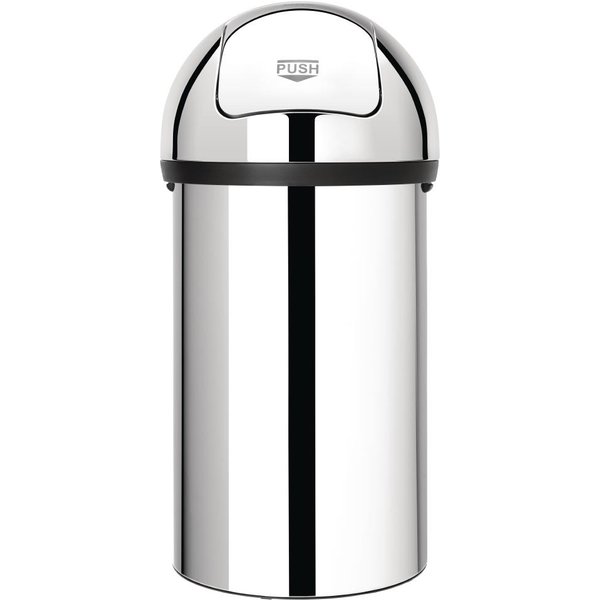 Brabantia Stainless Steel Push Top Bullet Bin Silver 60Ltr