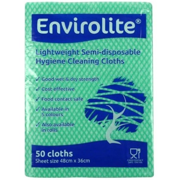 Envirolite Folded Cleaning Cloths Green (10x50)