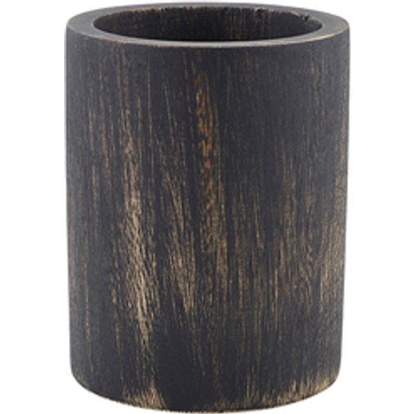 GenWare Black Wash Acacia Wood Cutlery Cylinder