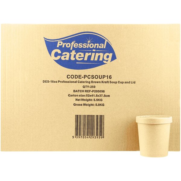 Professional Catering Kraft 16oz Soup Cup & Lid