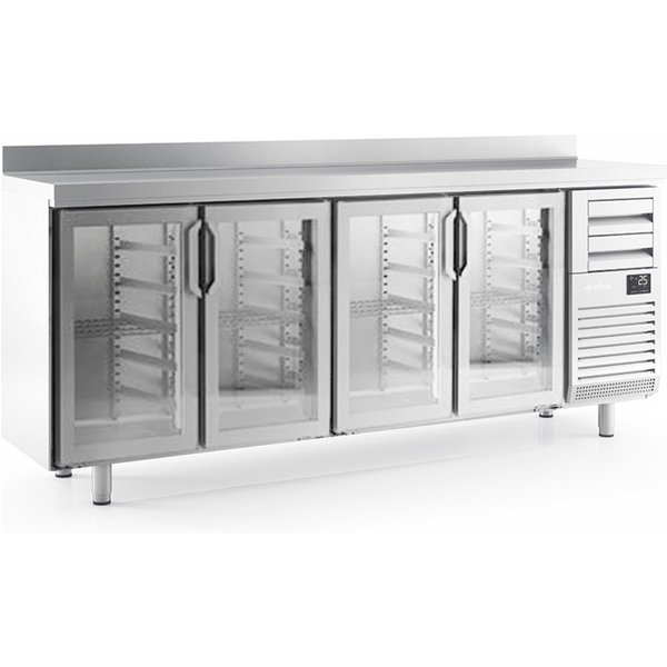 Infrico 4 Glass Dr Tall Back Bar Counter With Upstand 695L